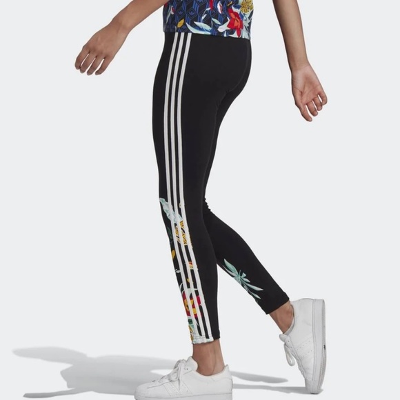 Adidas Her Studio London 3 Stripe Floral Leggings Size XS - Picture 4 of 8
